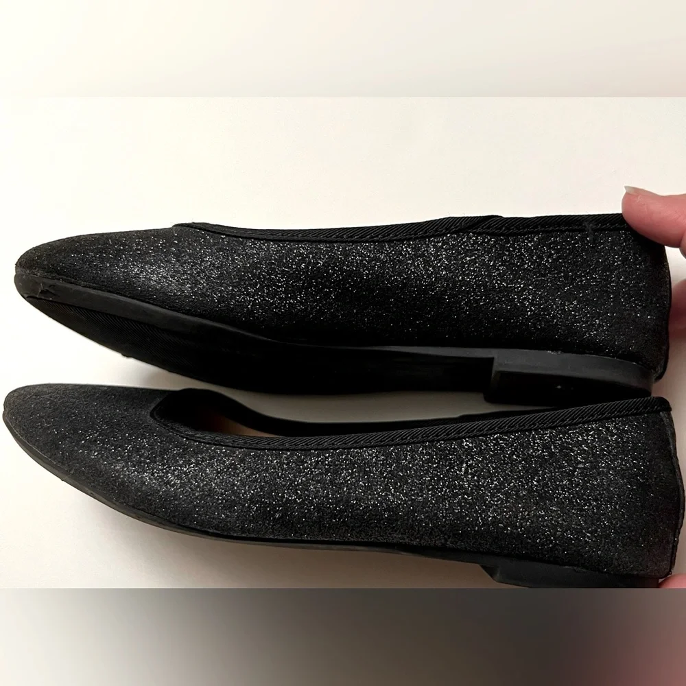 Girls Sparkly Black Ballet Holiday Flats Wedding Party Celebration Size 13